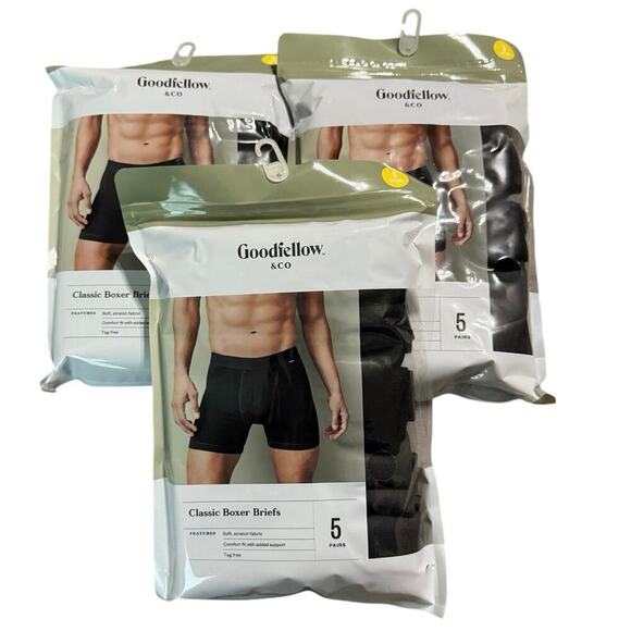 NWT Goodfellow Co. 15 Pairs‎ of Black Boxer Briefs Size Small 28/30 Soft Stretch - Picture 1 of 6